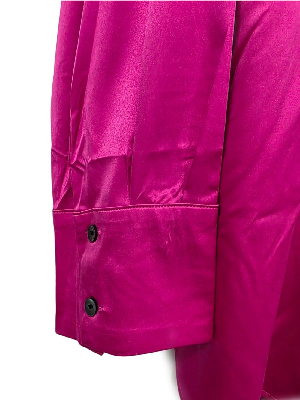 Lane Bryant Hot Pink Satin Button-Front Boyfriend Shirt NWT - Picture 5 of 7